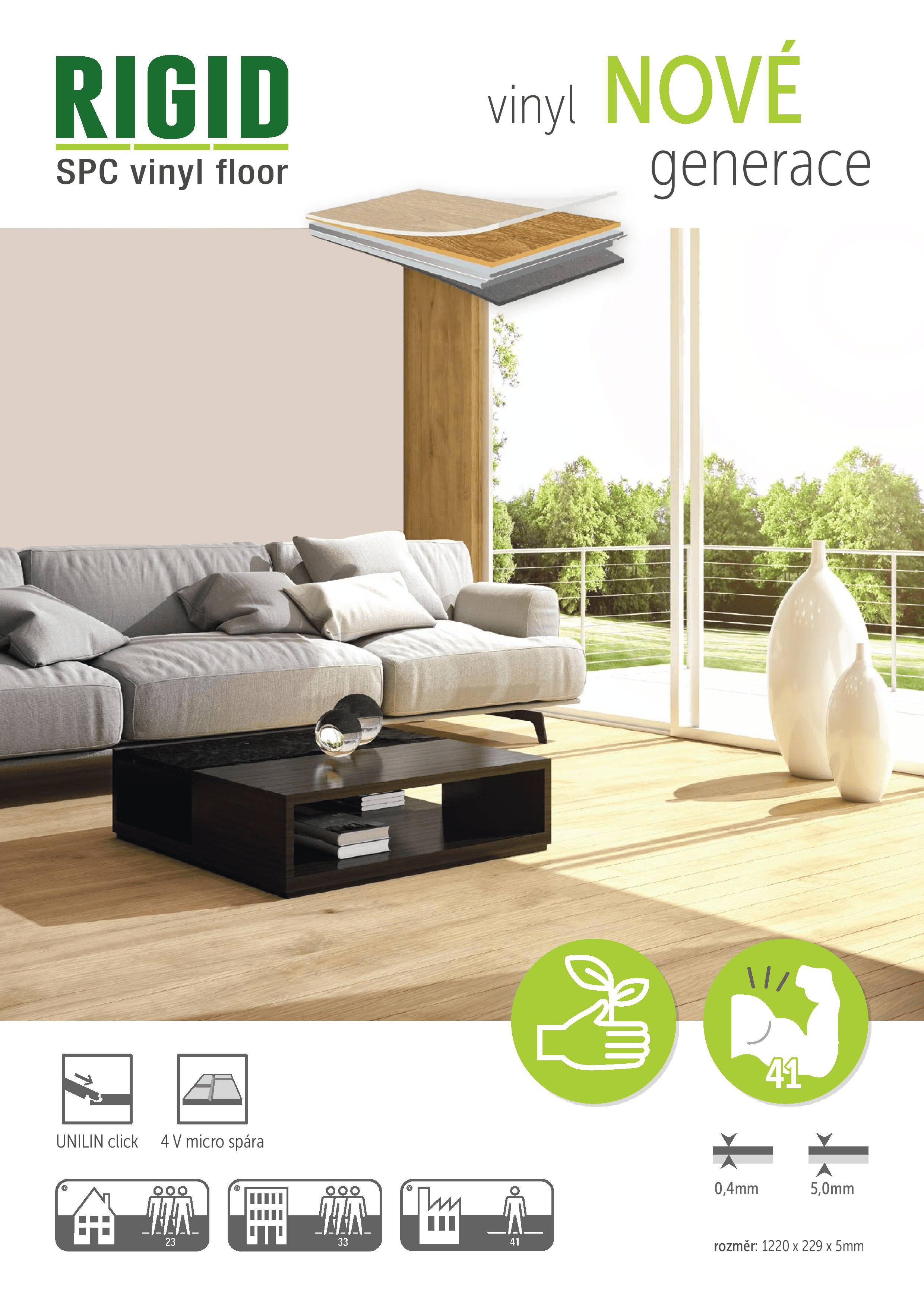 Rigid Vinyl Floor click Beton světlý - náhled 3