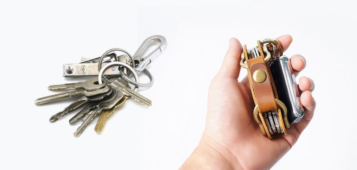 Kožená oboustranná smart klíčenka hnědá - náhled 5