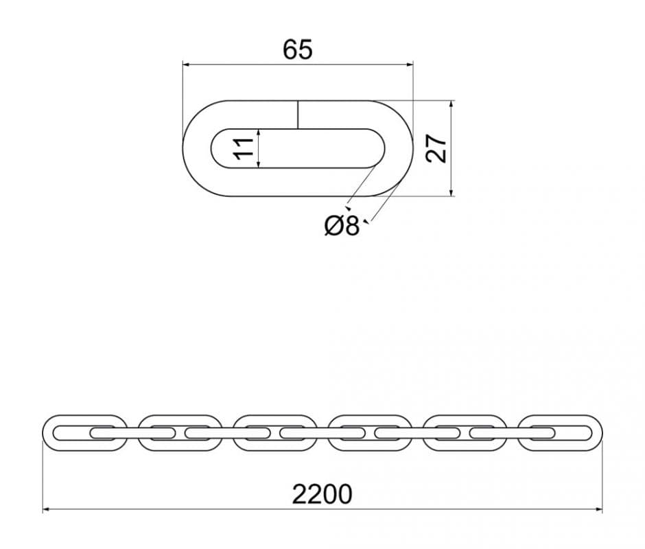 Řetěz HARDENED 8x2200mm - náhled 2