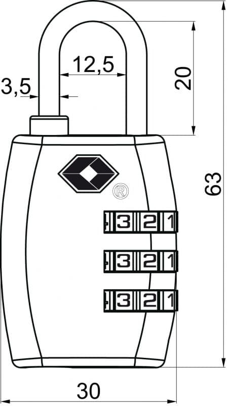 Visací zámek kódový - TSA - cestovní - 33g - náhled 3