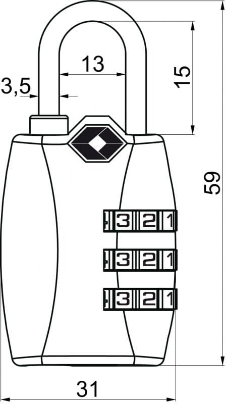 Visací zámek kódový - TSA - cestovní - 67g - náhled 3