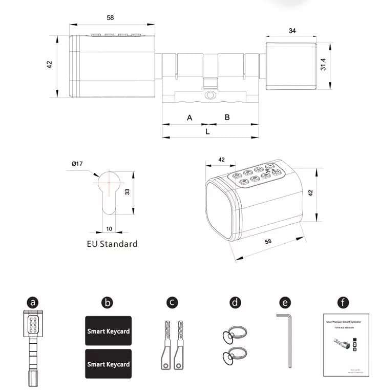Elektronická vložka SMART TTLock 35F+30K IP55 černá - náhled 5