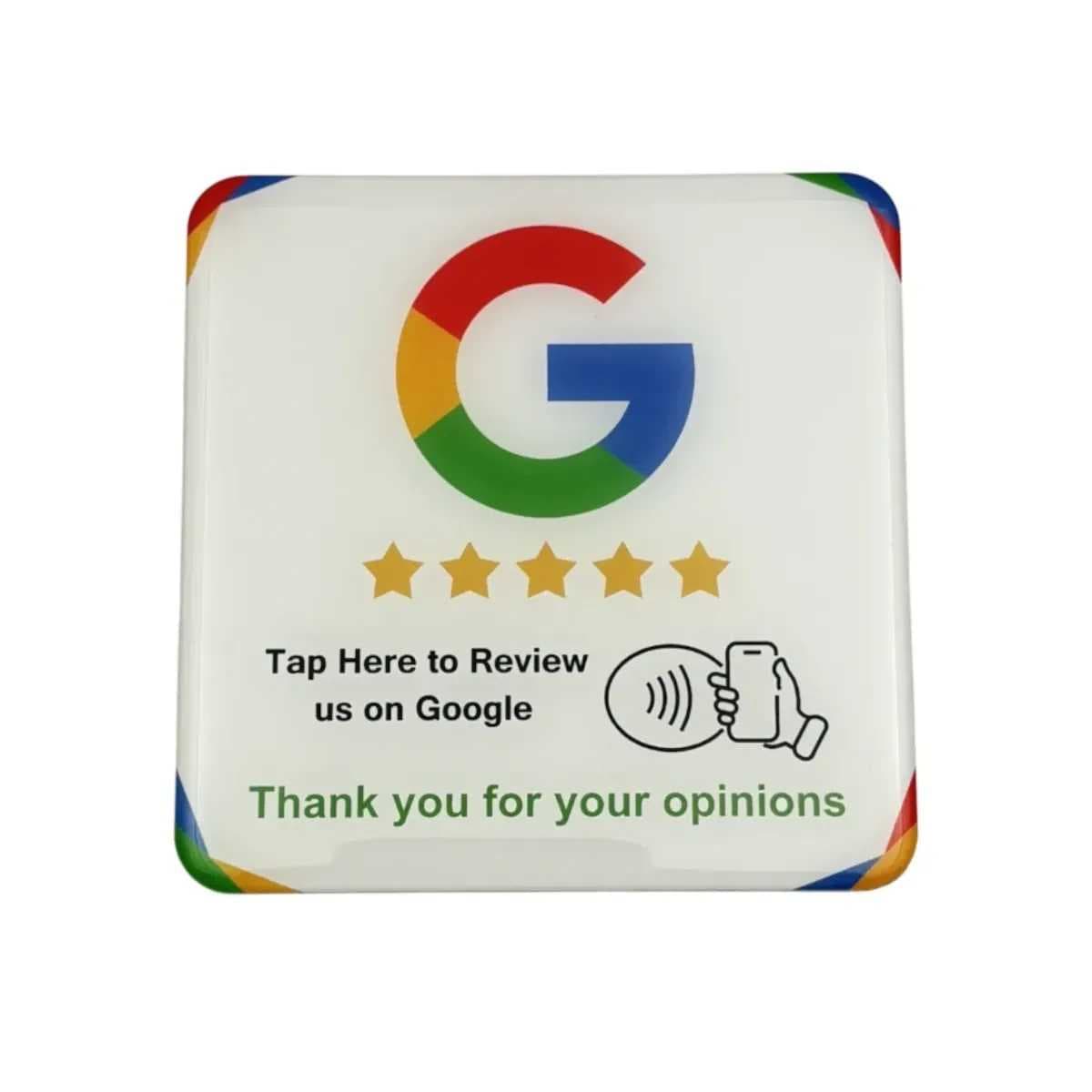 NFC samolepka NTAG215 100x100mm Google review bílá