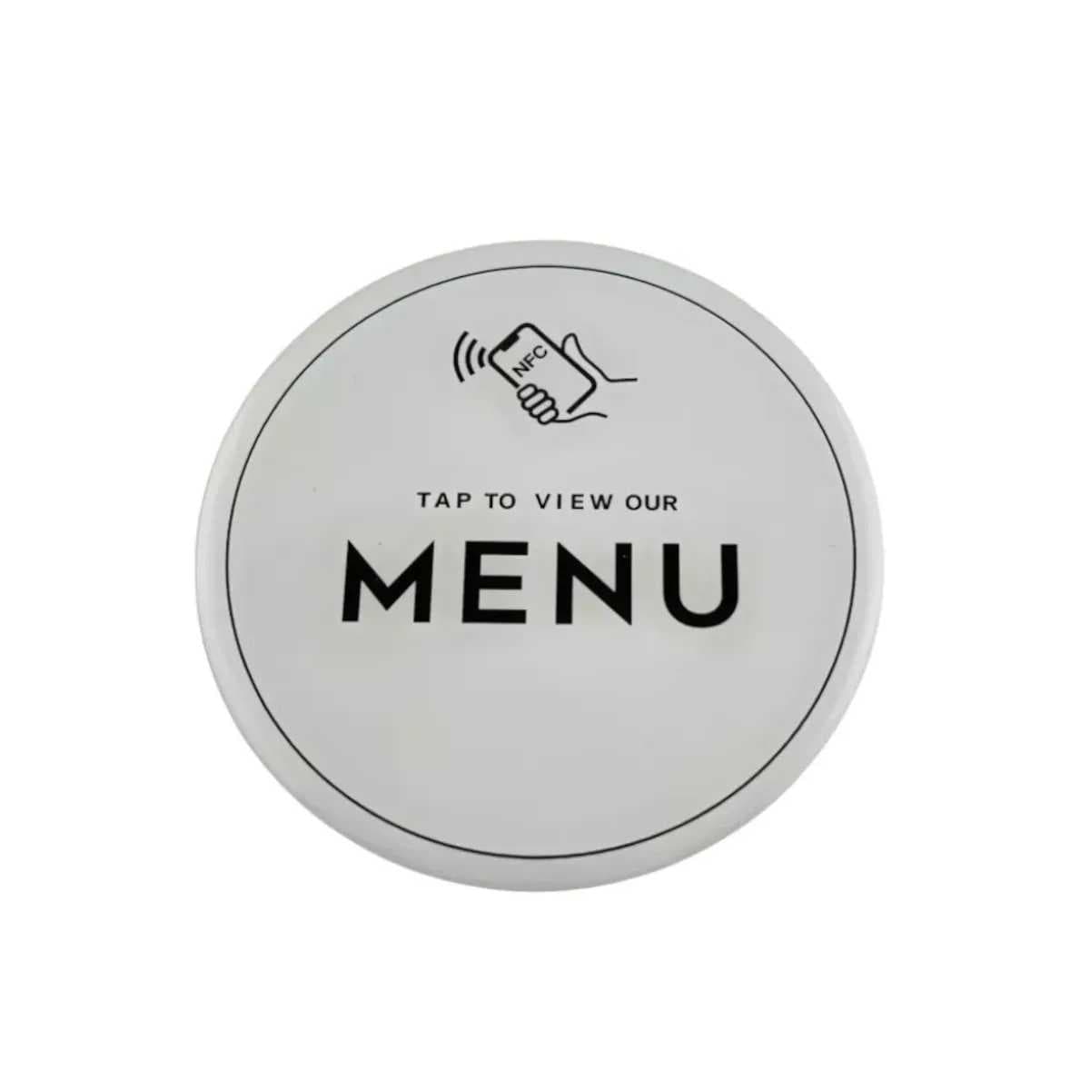 NFC samolepka NTAG215 13,56MHz Tap to view our MENU bílá