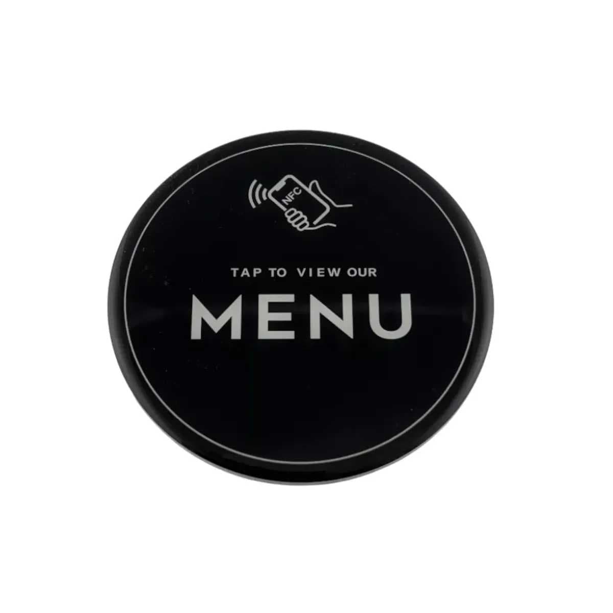 NFC samolepka NTAG215 13,56MHz Tap to view our MENU černá